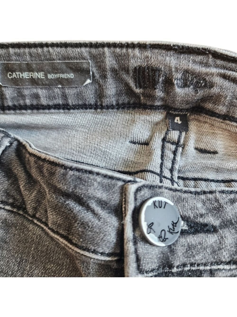 KUT Catherine Boyfriend Jeans 4 Black Wash Straight - Picture 5 of 10